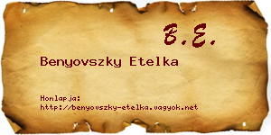 Benyovszky Etelka névjegykártya